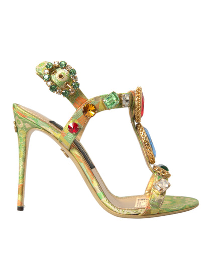 Multicolor Jacquard Crystals Sandals Shoes