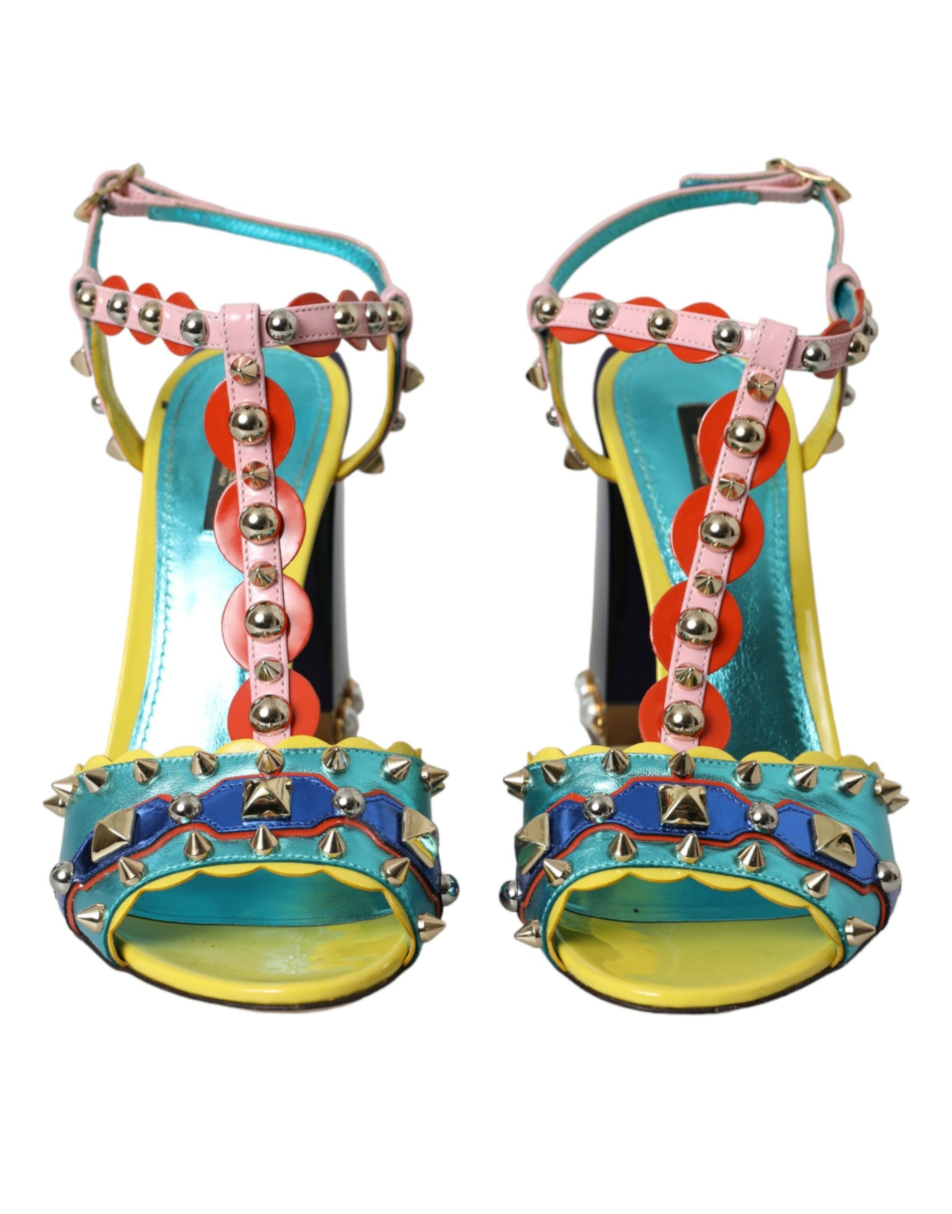 Multicolor Studded Leather Sandals Shoes