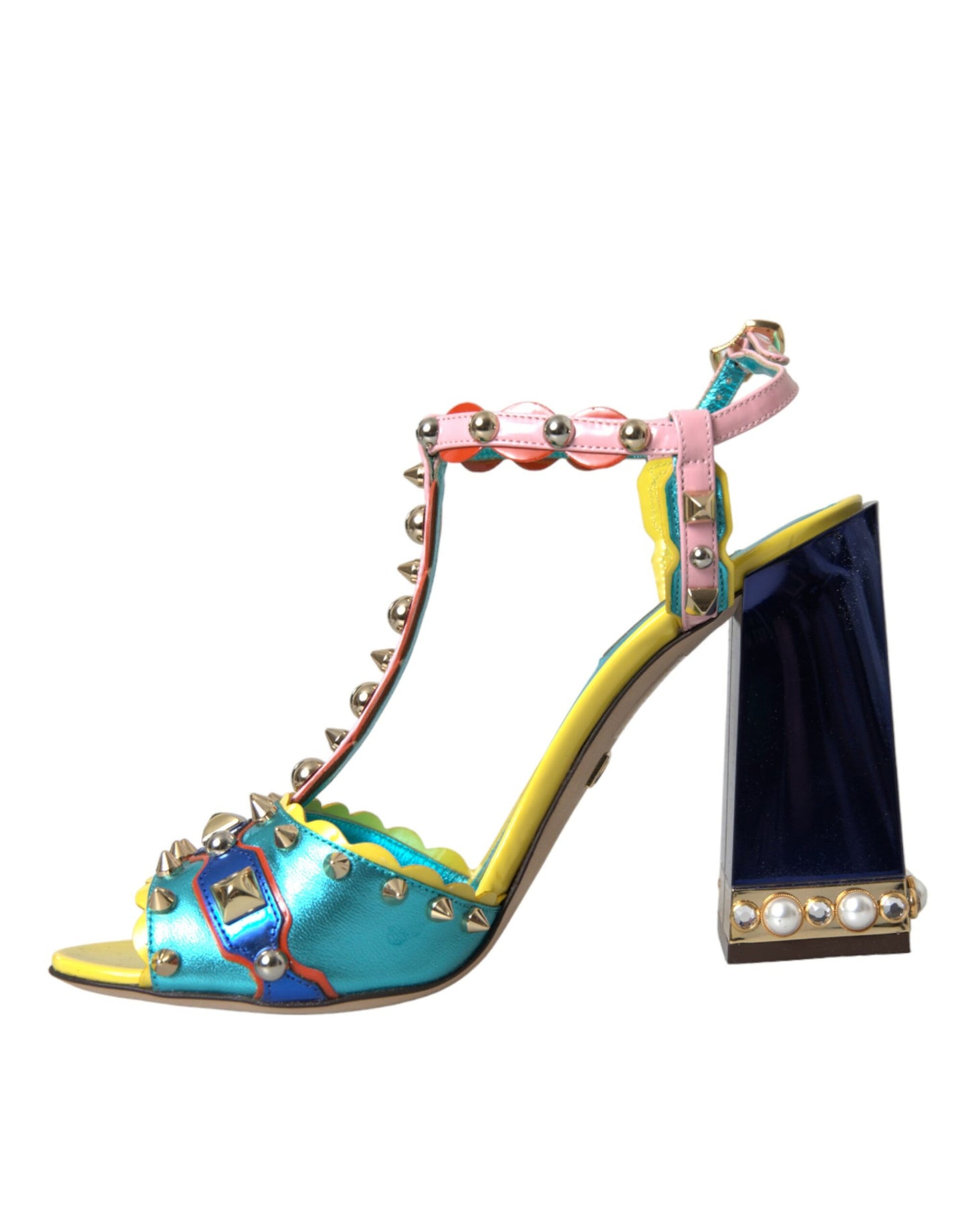 Multicolor Studded Leather Sandals Shoes