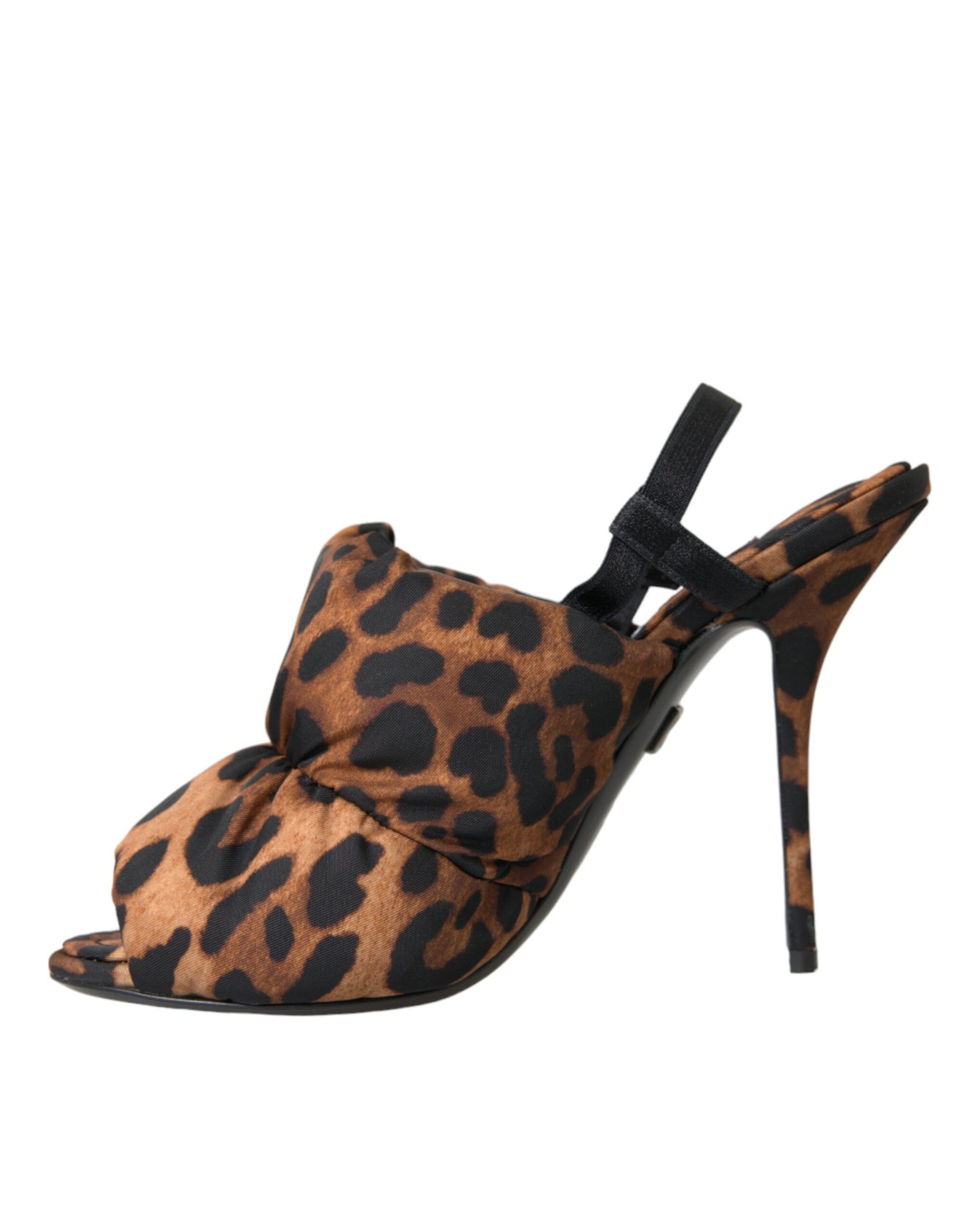 Brown Leopard Slingback Heels Sandals Shoes