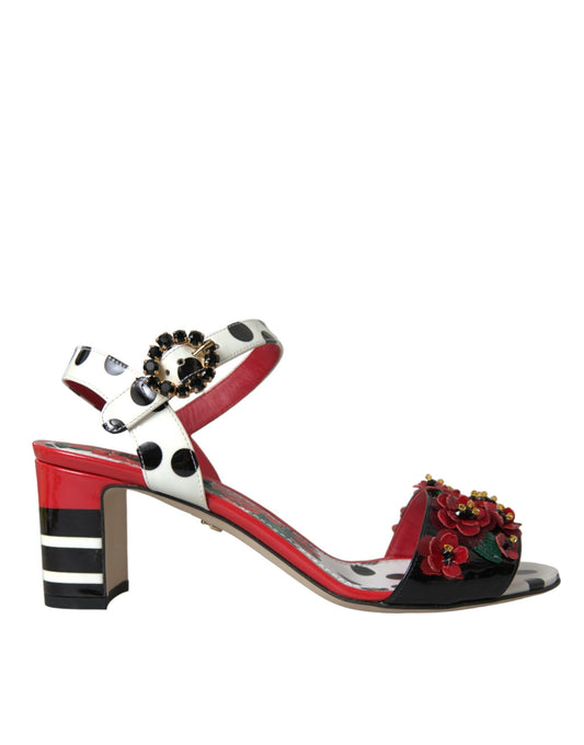 Multicolor Floral Crystal Leather Sandals Shoes