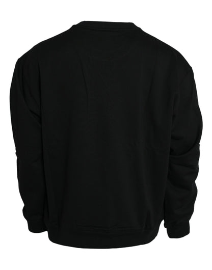 Black Logo Cotton Long Sleeves Sweatshirt Sweater