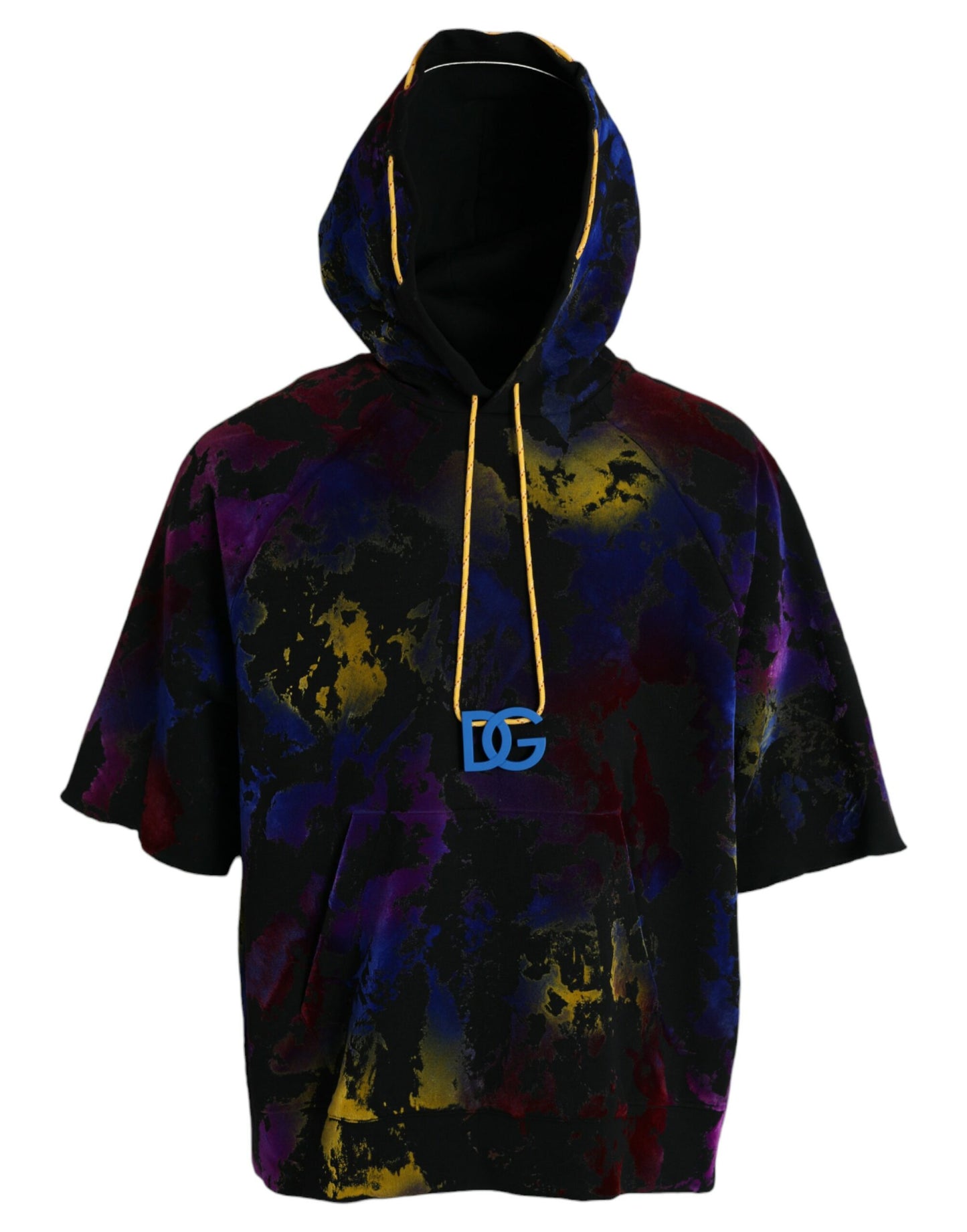 Black Tie Dye Logo Cotton Hooded Sweatshirt Sweater