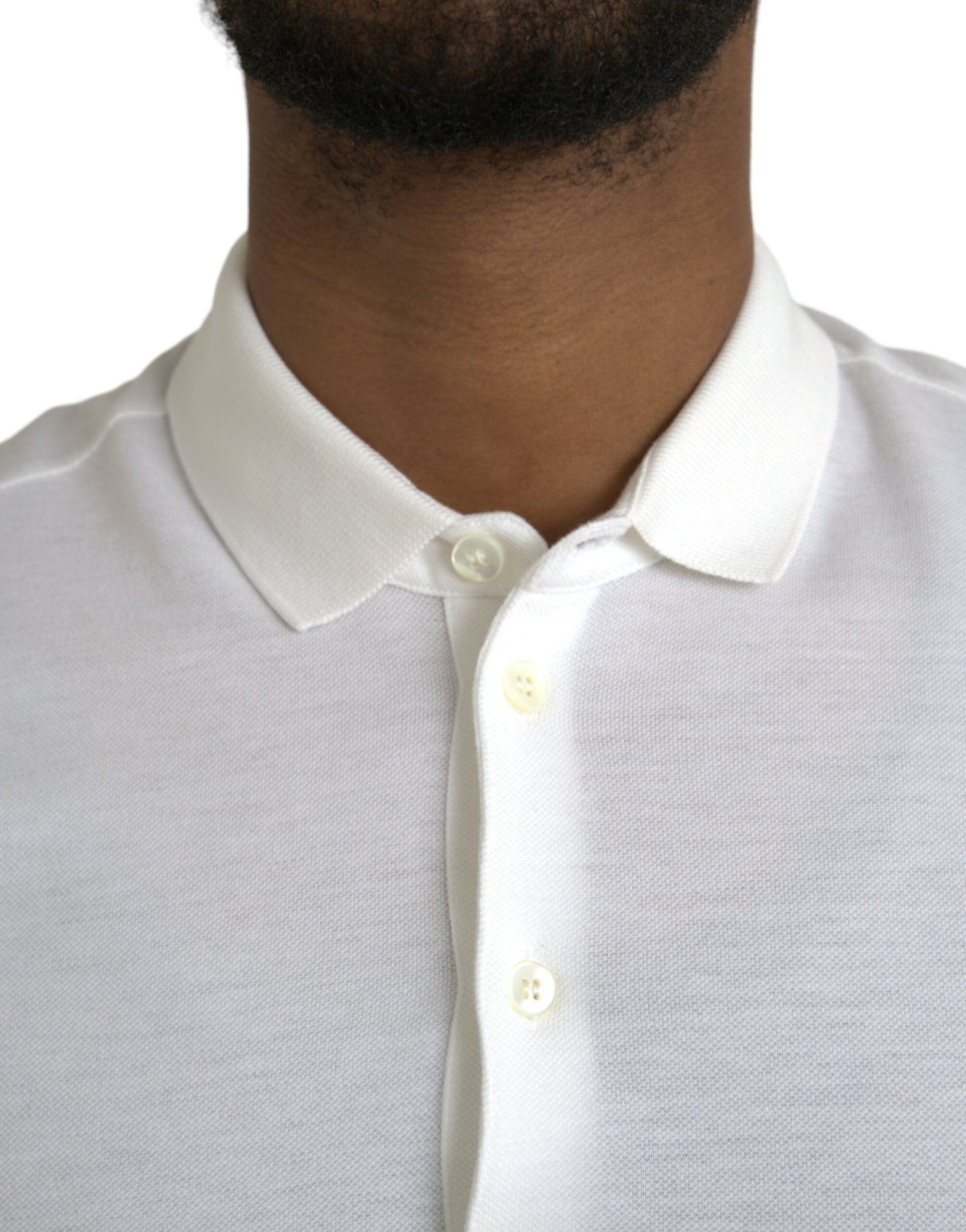 White Crown Patch Cotton Collared Polo T-shirt