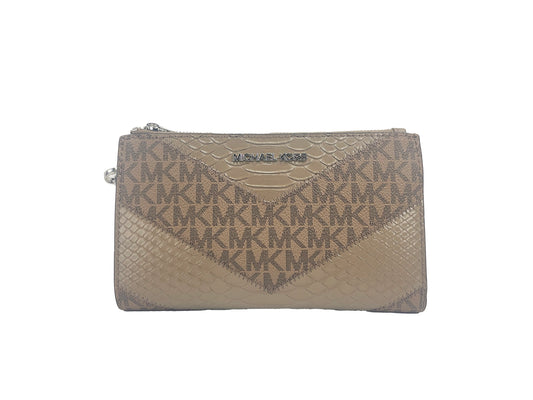 Jet Set Large Double Zip Python Dusk Wristlet Wallet