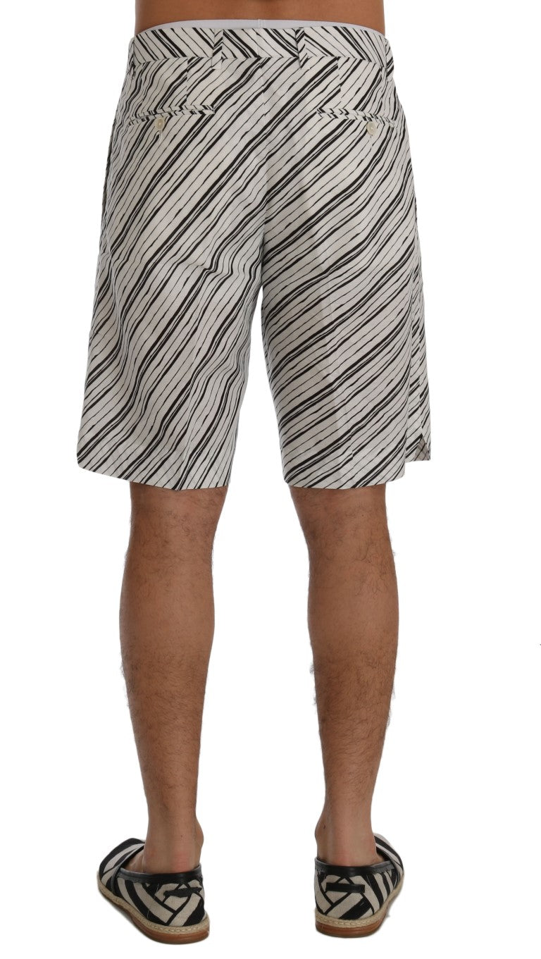 Elegant Striped Cotton-Linen Shorts
