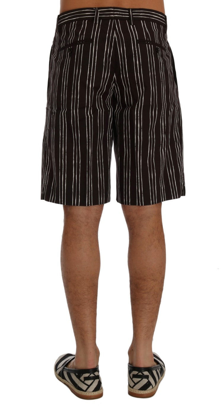 Bordeaux Striped Cotton Knee High Shorts