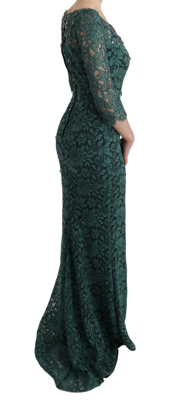 Elegant Green Crystal Embellished Sheath Dress