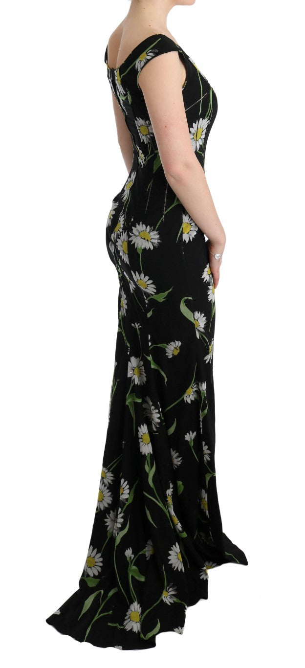 Sunflower Print Full Length Sheath Dress