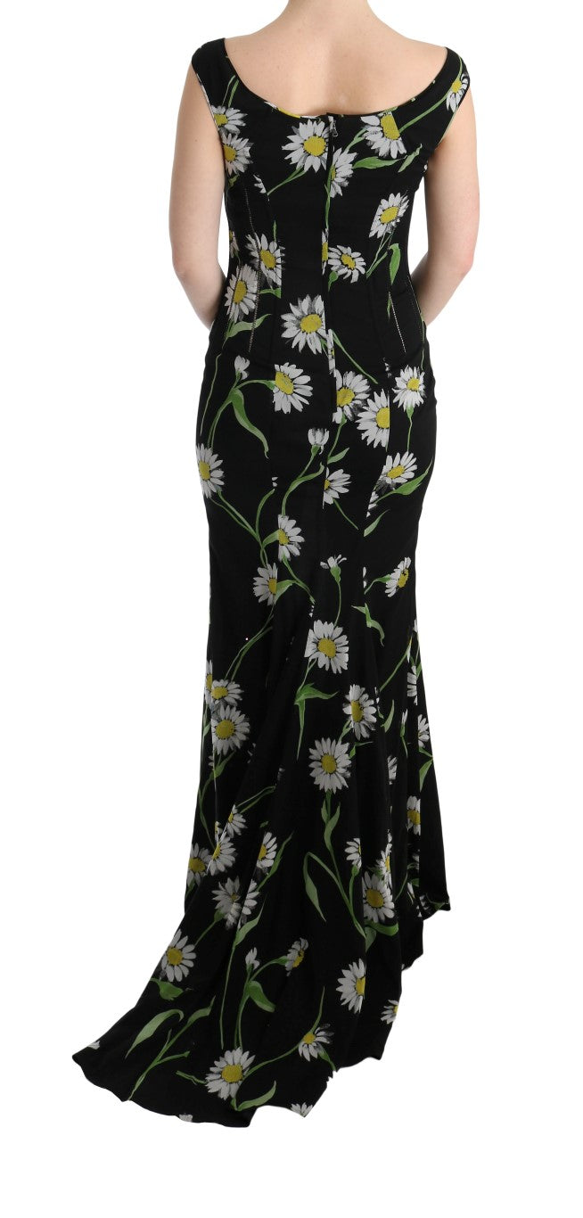 Sunflower Print Full Length Sheath Dress