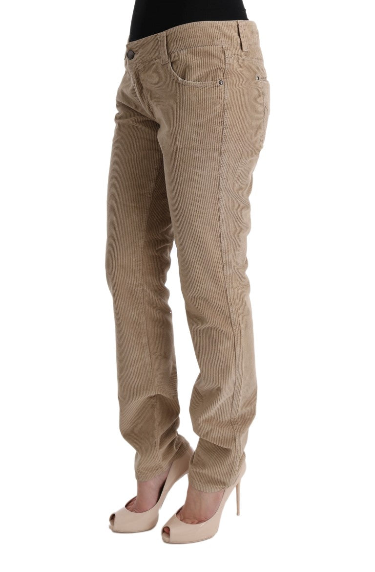 Beige Regular Fit Luxe Trousers