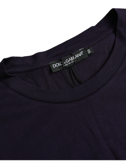 Purple Logo Patch Short Sleeve Cotton T-shirt