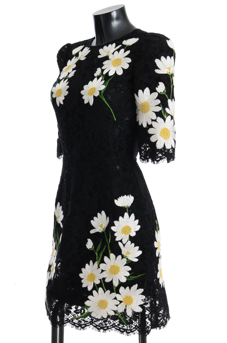 Black Floral Lace Chamomile Embroidered Dress