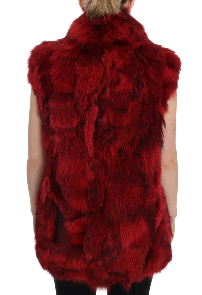 Luxurious Red Coyote Fur Long Vest Jacket