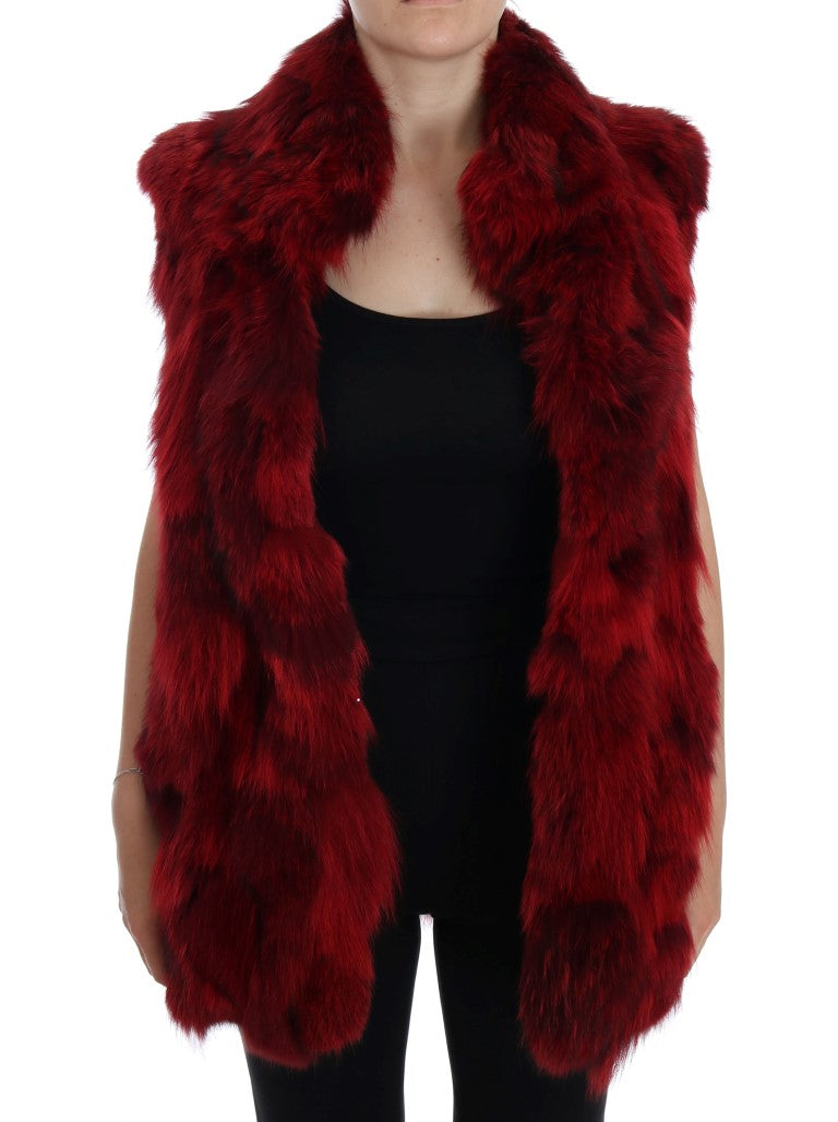 Luxurious Red Coyote Fur Long Vest Jacket