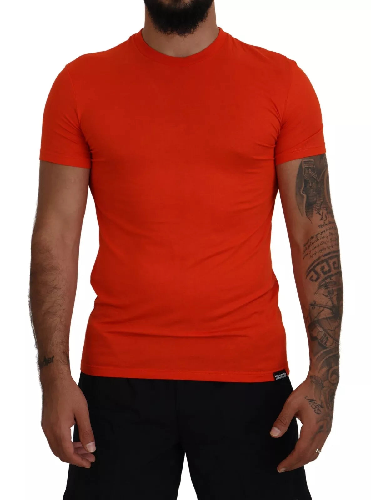 Orange Modal Short Sleeves Crewneck T-shirt