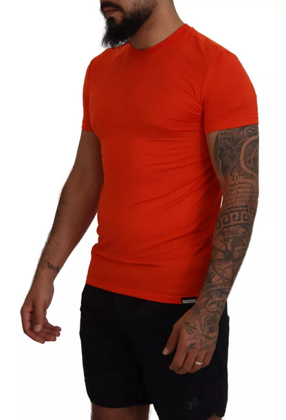 Orange Modal Short Sleeves Crewneck T-shirt