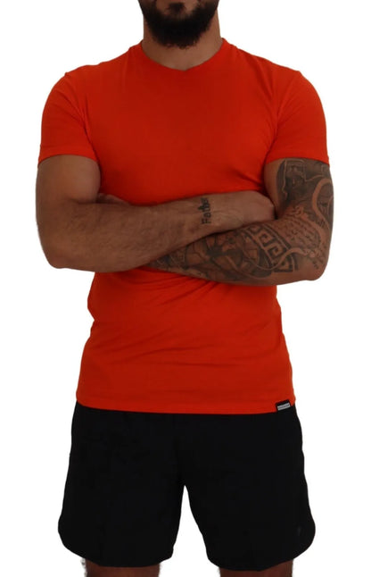 Orange Modal Short Sleeves Crewneck T-shirt