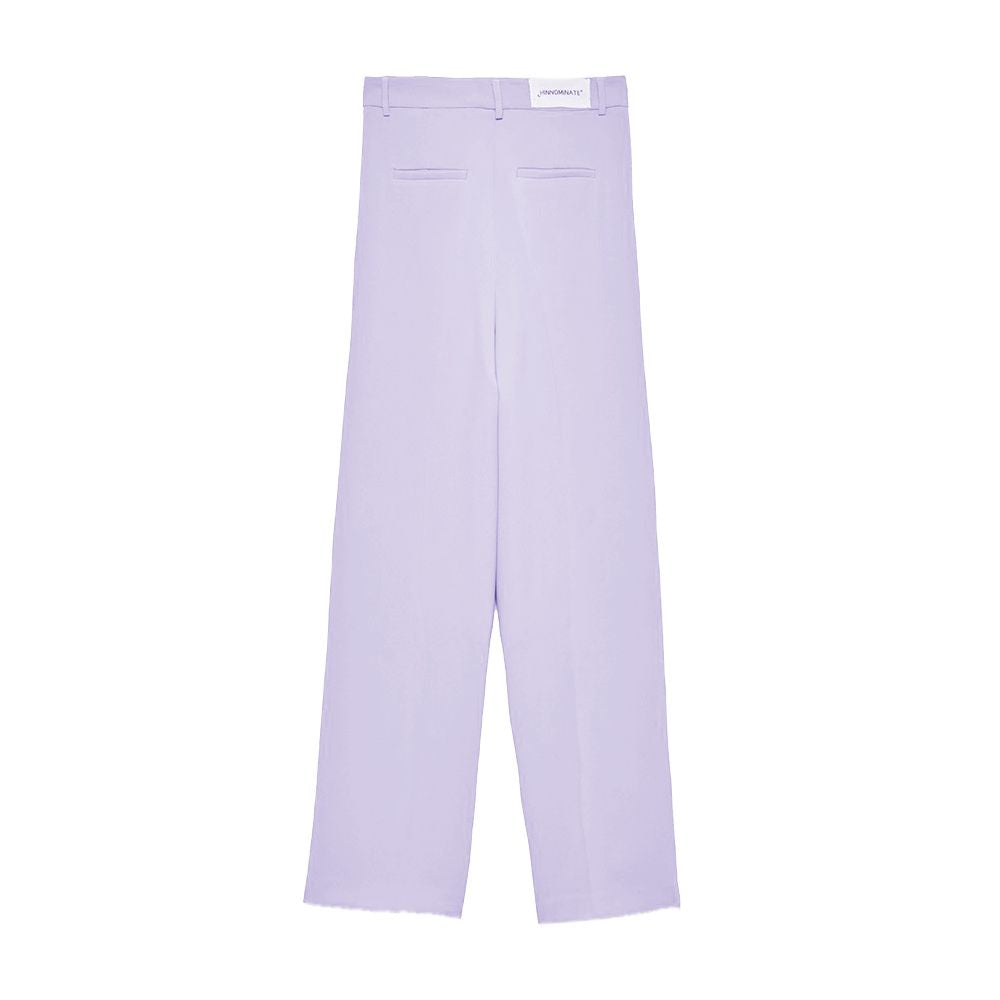 Elegant Purple Straight Crepe Trousers