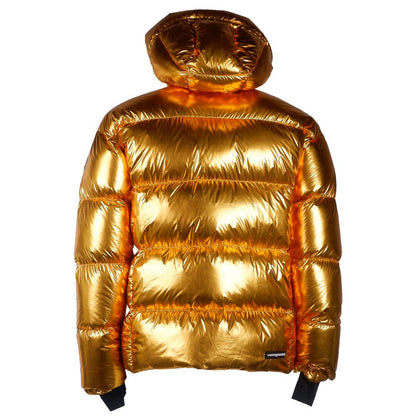 Exquisite Golden Puffer Jacket with Hood