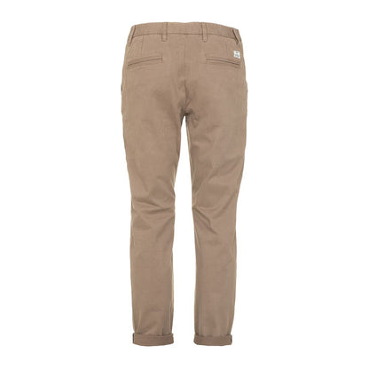 Beige Cotton Blend Casual Pants for Men