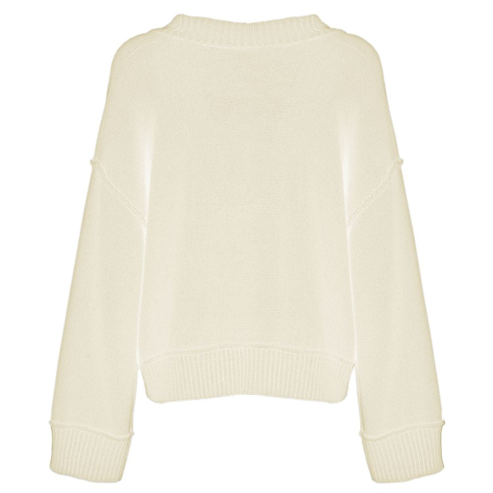 Chic Beige V-Neck Wool Blend Sweater