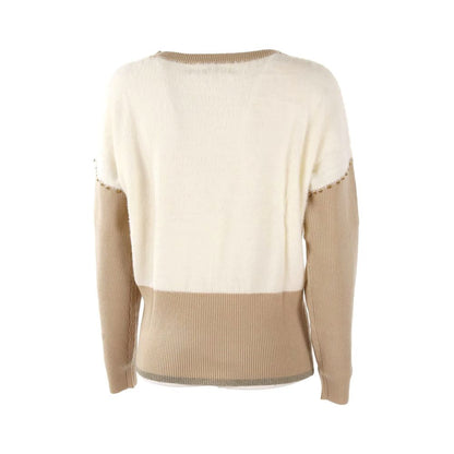 Elegant Crew-Neck Sweater with Metallic Accents