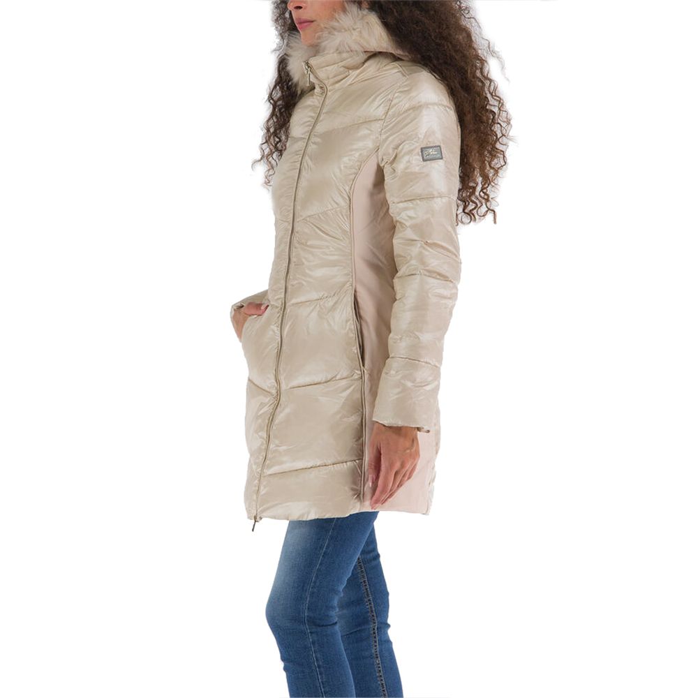 Chic Beige Padded Hooded Jacket