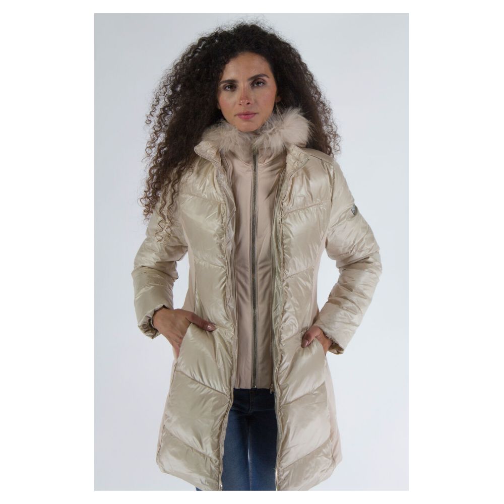 Chic Beige Padded Hooded Jacket