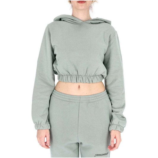 Chic Cropped Hooded Cotton Sweatshirt