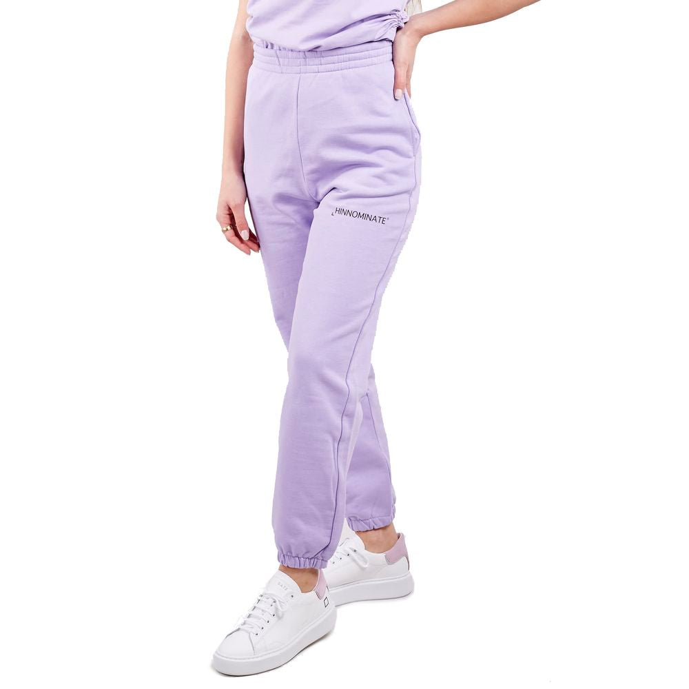 Elevated Purple Fleece Trousers with High Waist