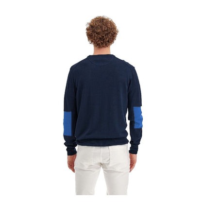 Blue Cotton Men Sweater