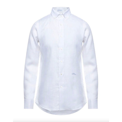 Elegant White Linen Long Sleeve Shirt