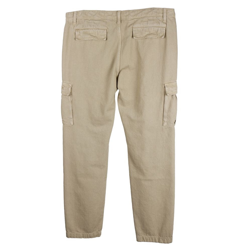 Beige Cargo Denim Trousers - Urban Chic