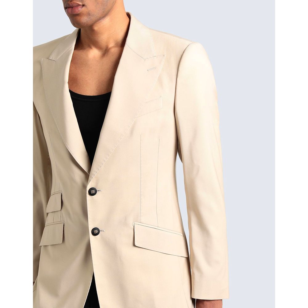 Beige Wool E Silk Blazer