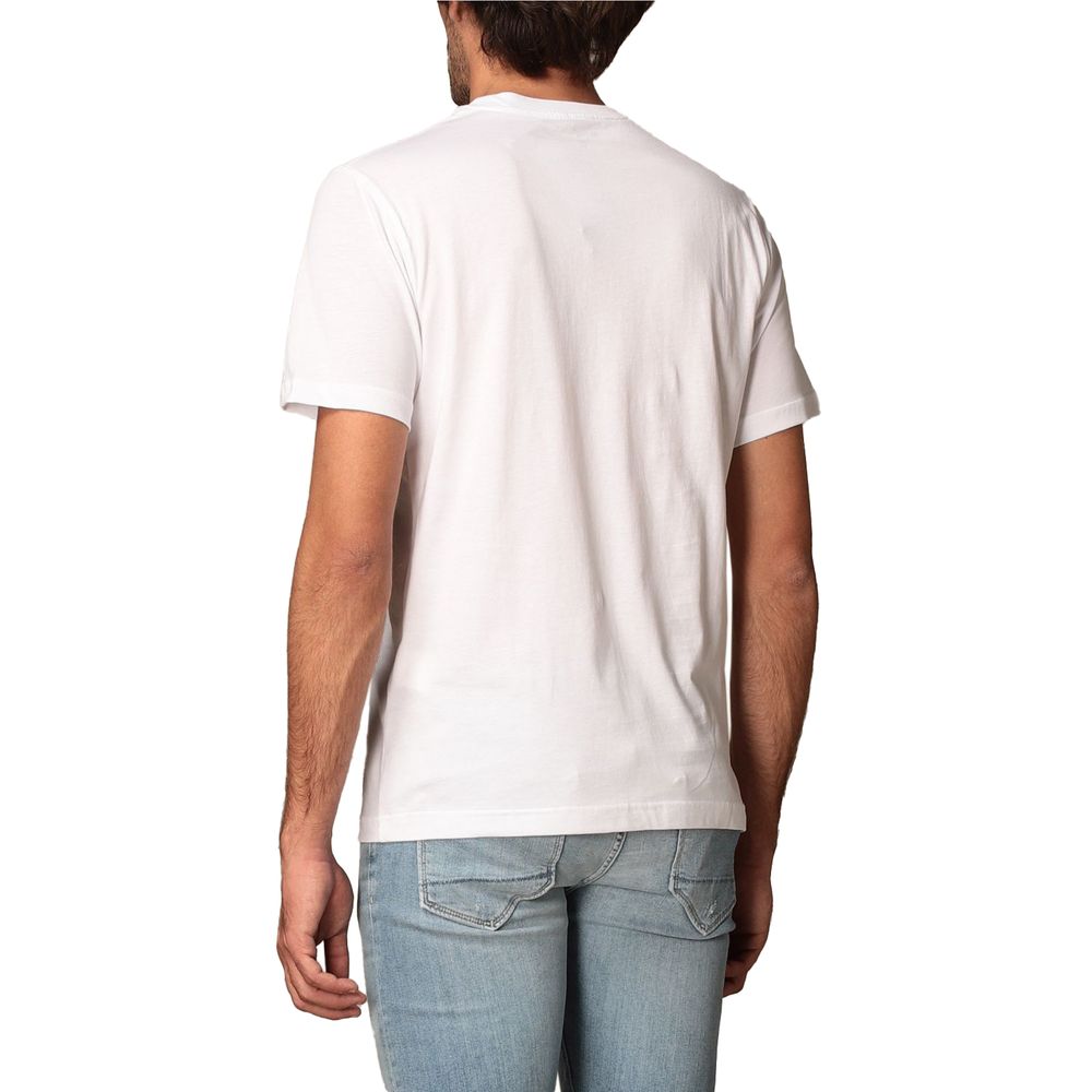 Crisp White Cotton Tee with Logo Print