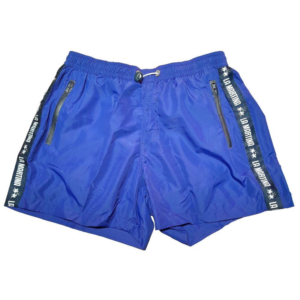 Blue Polyester Men's Swimwear Boxer