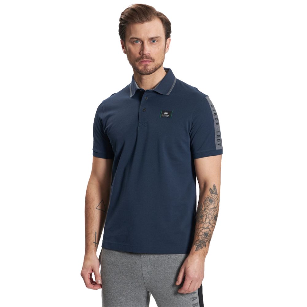 Elegant Cotton Polo with Exclusive Patchwork