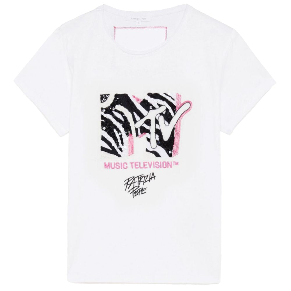 Sequin-Embellished MTV Logo Cotton Tee