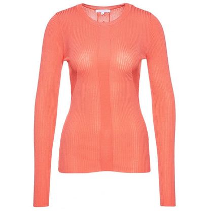 Chic Pink Round Neck Sweater with Metallic Detail