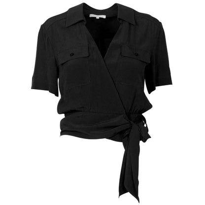 Elegant V-Neck Tie-Waist Blouse