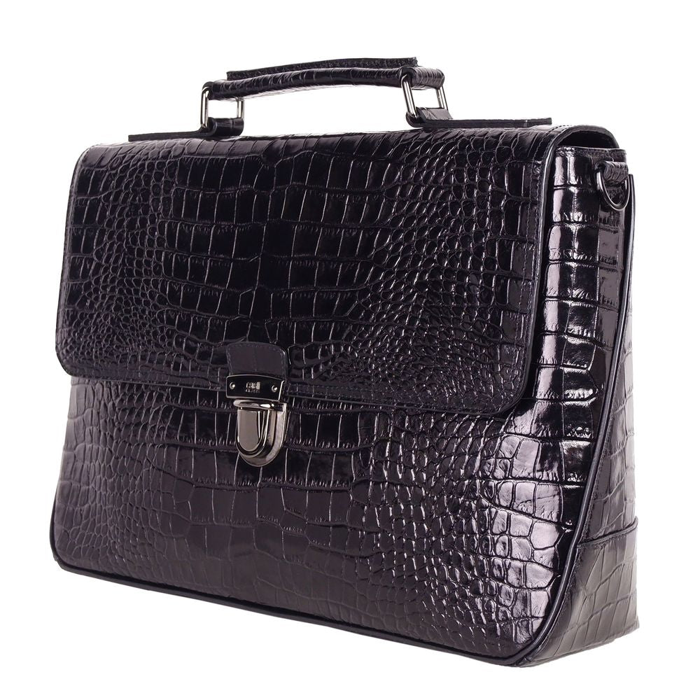 Elegant Python-Print Calfskin Briefcase