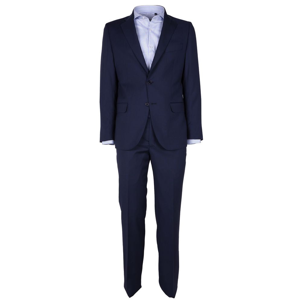 Elegant Men's Wool Suit in Classic Blue