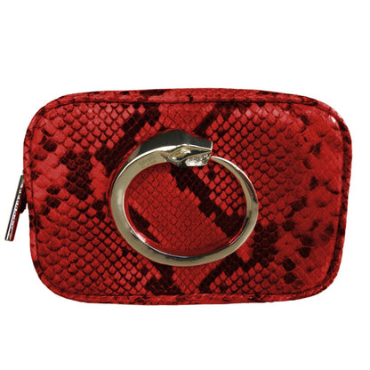 Chic Python-Print Calfskin Clutch