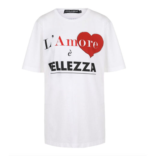 Elegant White Cotton Tee with Brand Print