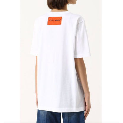 Elegant White Cotton Tee with Brand Print