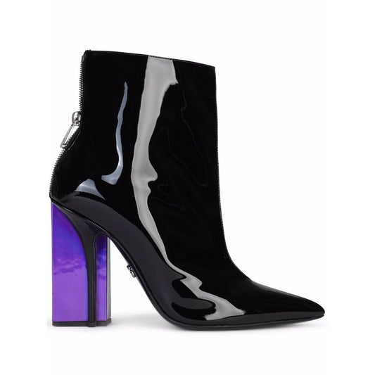 Chic Patent Calfskin Ankle Boots with Heel