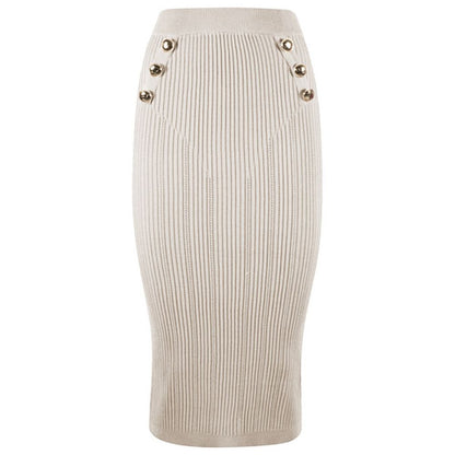 Elegant Pencil Skirt with Decorative Buttons