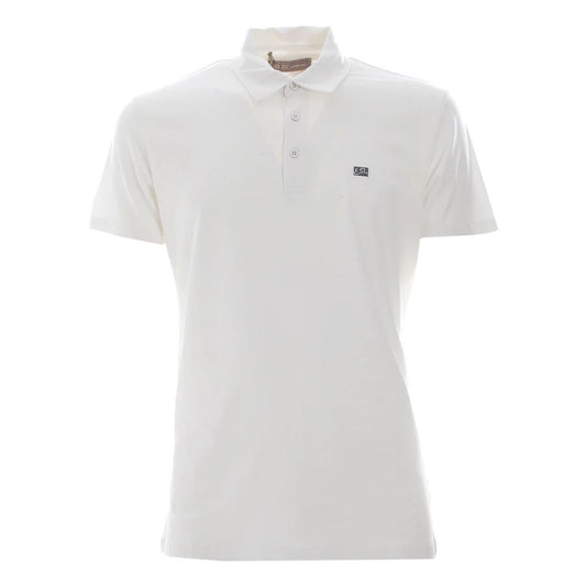 Elegant White Cotton Stretch Polo