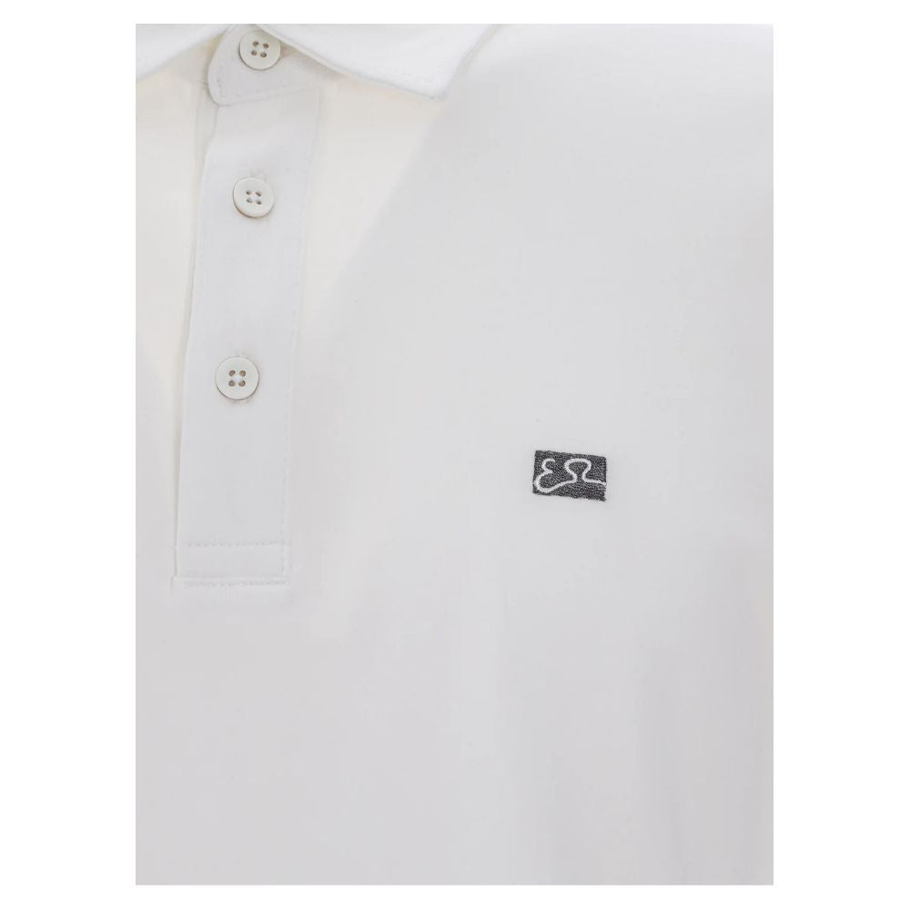 Elegant White Cotton Stretch Polo